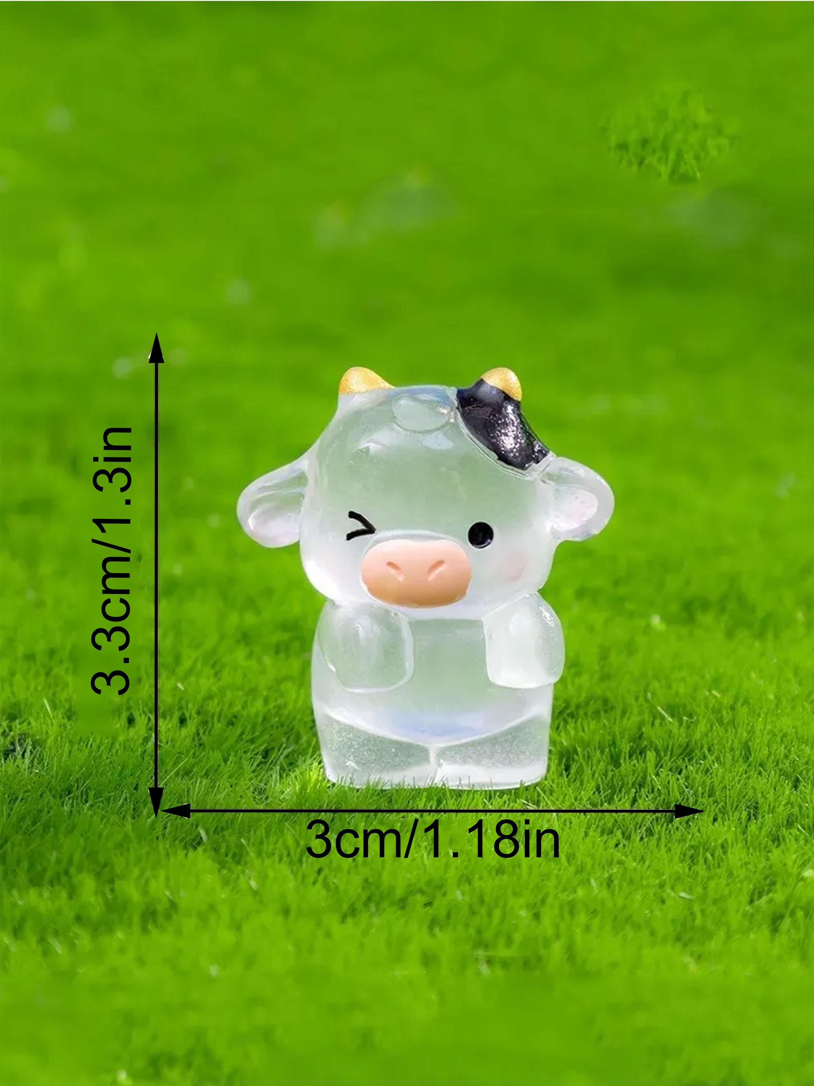 5pcs/10pcs Glow-In-The-Dark Cow Pendant Resin Fluorescent Convex Gemstone, Cute DIY Craft Accessories, Adorable Decorative Ornaments