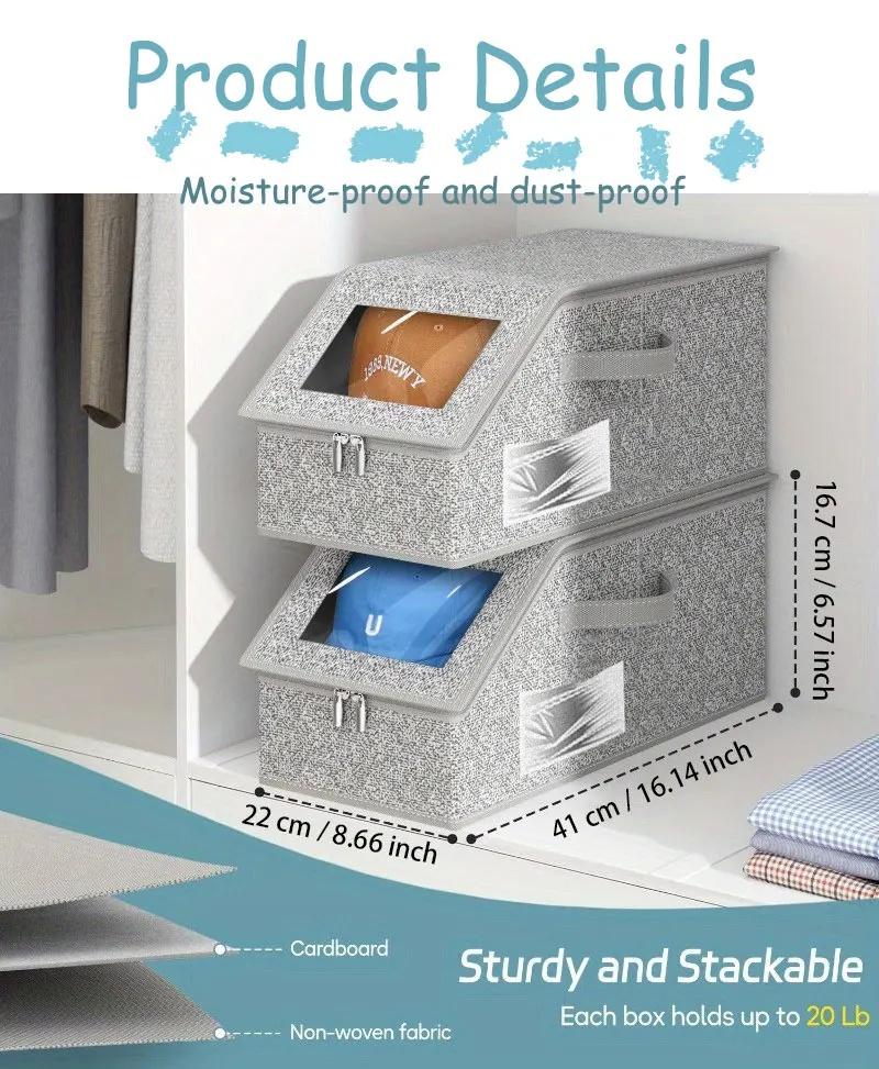 Hat Storage Box Foldable Zipper Baseball Cap Storage Box Wardrobe Storage Boxes Storage Non-woven Dustproof Storage Box