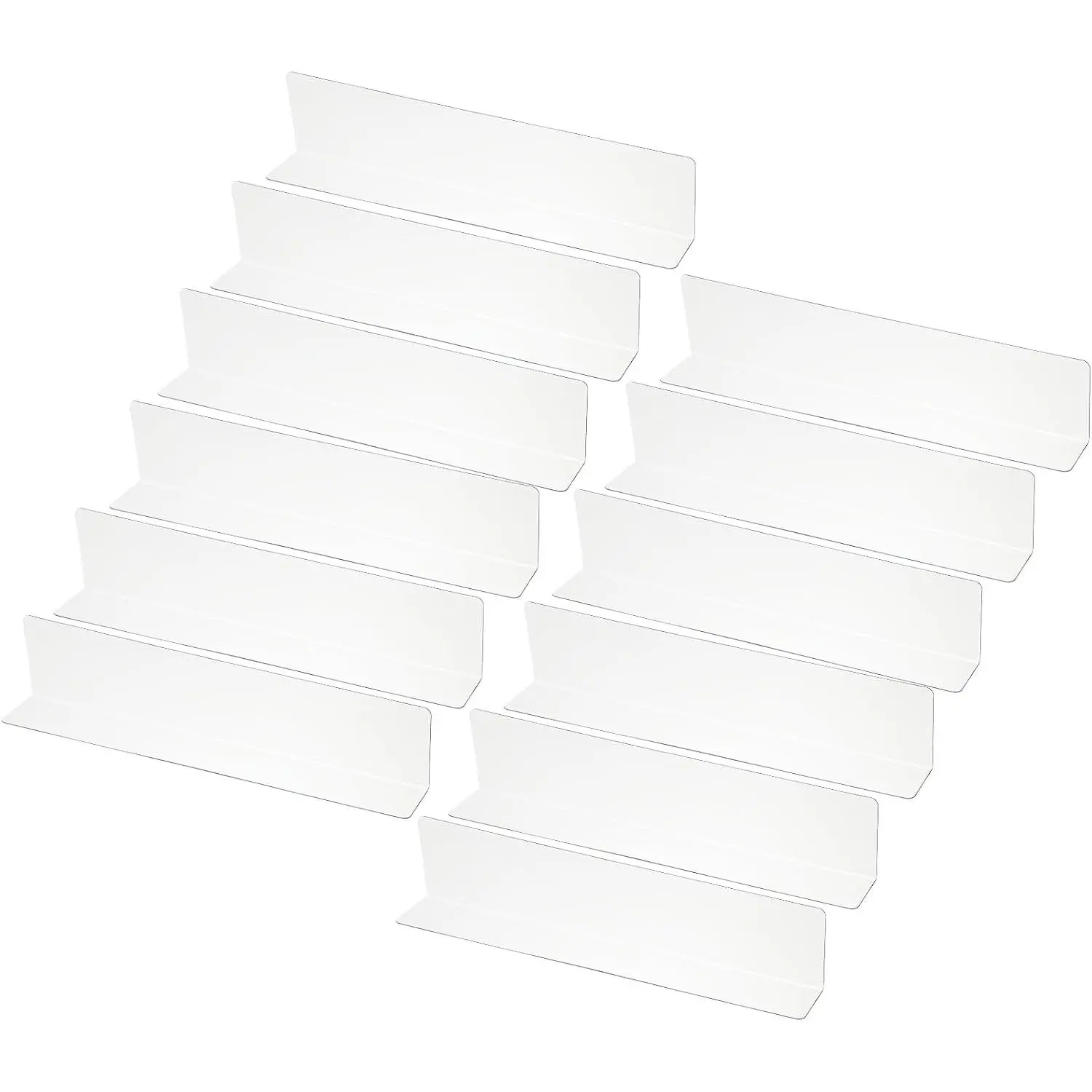 12 Pack Shelf Dividers for Closet Organization, 11x1.18x2.4 Acrylic Closets Separator Kitchen Cabinet Shelves Under Bed Blocker for Bedroom Kitchen Office, Clear