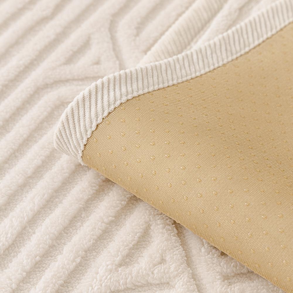 Comfortable Cross-Stitch Plush Sofa Cushion, Thick Soft Pet-Friendly Universal Sofa Protector, Non-Slip Faux Fur Chair Cover for Living Room Bedroom Office Decor