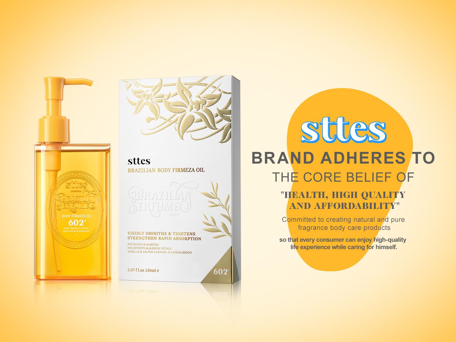 Sttes Body Firmeza Oil，602 perfume fragrance，Dry Skin Bath Massage Moisturizing Oil containing Jojoba Seed Oil and Olive Oil, 5.07 fl oz pump bottle.