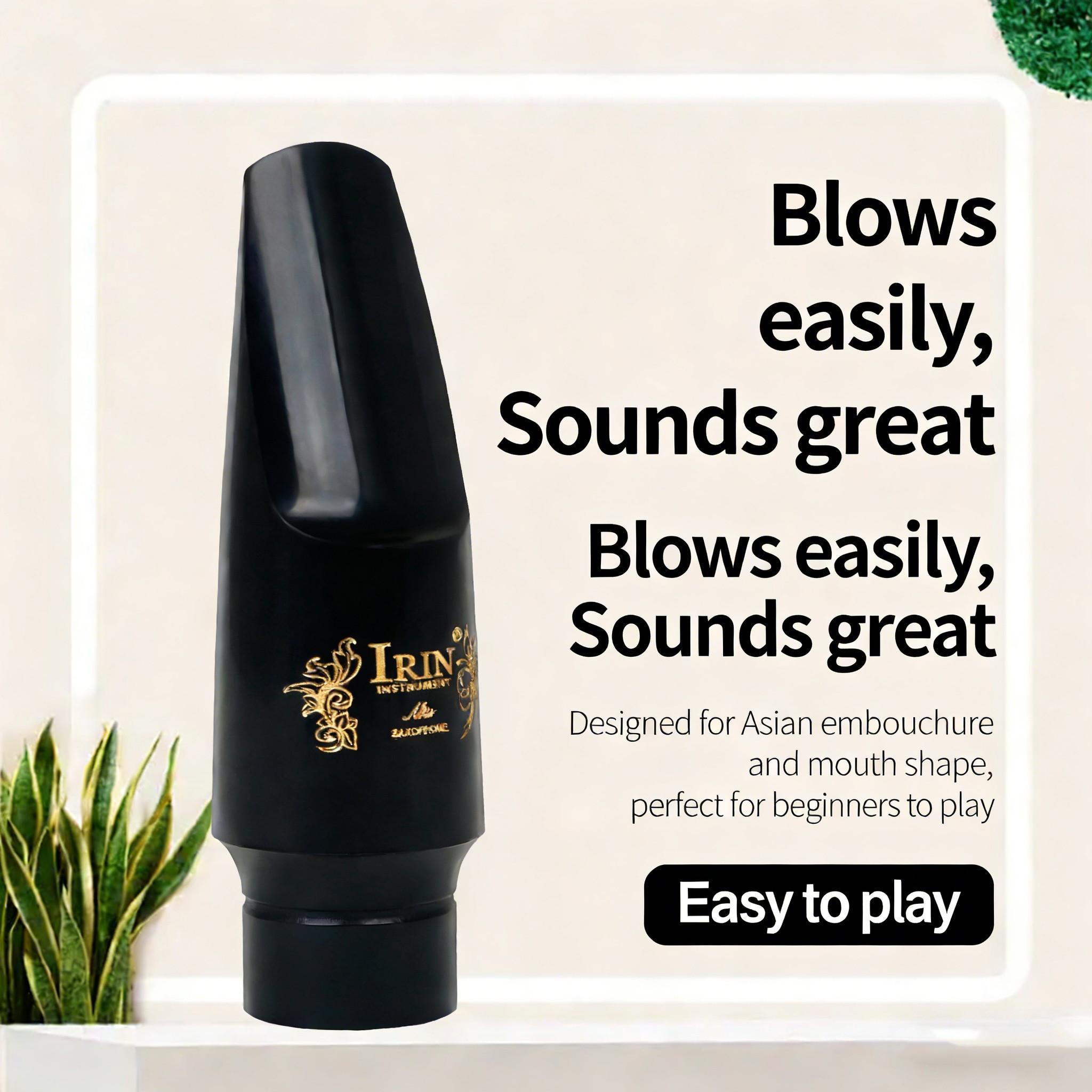 Irin Abs Alto Saxophone Mouthpiece Set, Includes Reed Cap and Clip, Transparent Plastic Box, Professional Saxophone Accessories