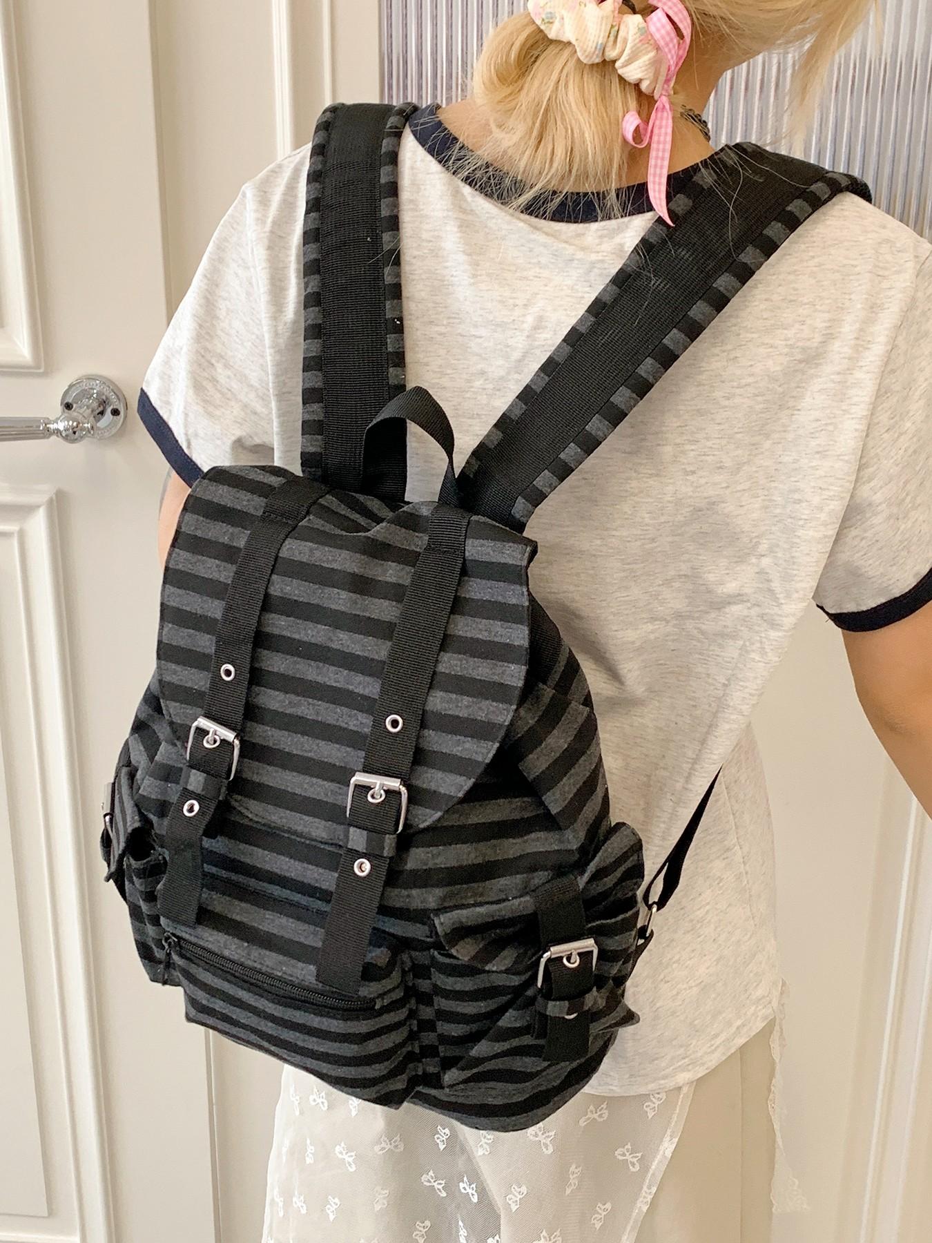 Artistic practical texture fashionable high-quality backpack, retro personality large capacity simple and versatile backpack, flip design, multiple zippered pockets, can accommodate books and documents, Multi Compartment Backpack