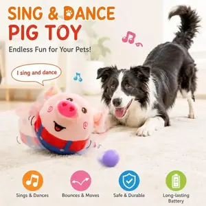 Interactive Singing & Dancing Pig Plush Toy, Bouncing Dog Toy for Entertainment & Training
