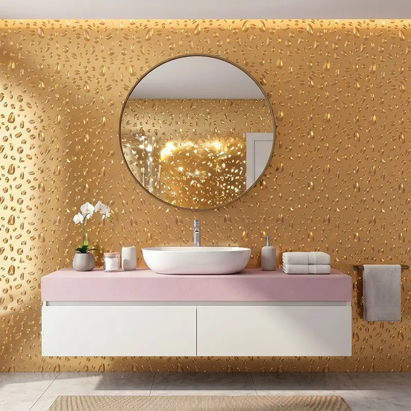 3D Metallic Holographic Peel and Stick Wall Tiles, Embossed Waterproof Self‑Adhesive Wall Panels, DIY Decor for Living Room KTV Background Wall  10PC
