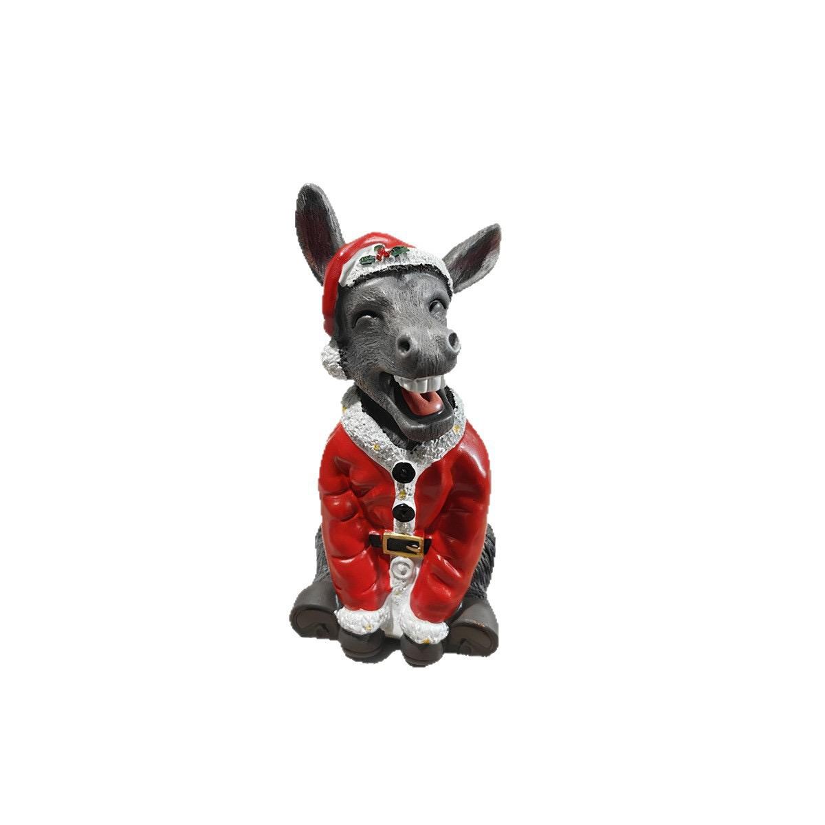 New Christmas Donkey Santa Resin Craft Ornament, 20cm Decorative Figurine, Festive Holiday Decoration, Perfect Gift for Xmas