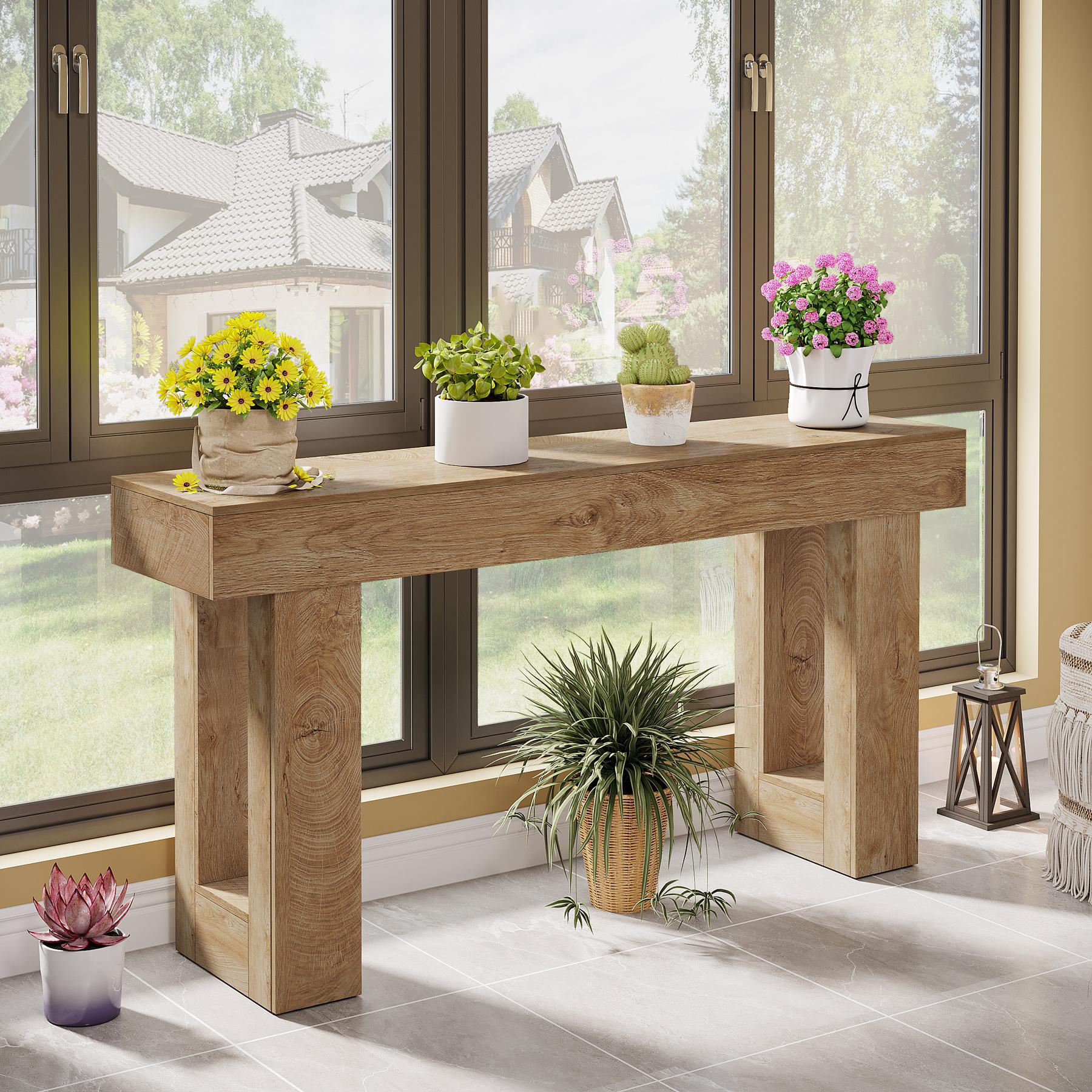 LITTLE TREE 63-Inch Long Console Table, Wooden Rectangular Sofa Table Behind The Couch, Farmhouse Entryway Table for Entrance, Hallway, Living Room LITTLE TREE 63-Inch Long Console Table, Wooden Rectangular Sofa Table Behind The Couch, Farmhouse Entryway Table for Entrance, Hallway, Living Room