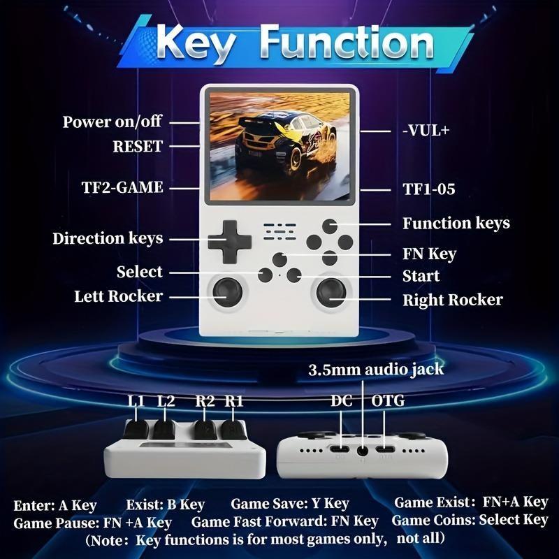 R36s Retro Portable Handheld Game Console, 20000+ Classic Games, 64GB TF Card, Linux System, 3.5 Inch IPS Screen, 3000mah Battery, 8 Hours Playtime