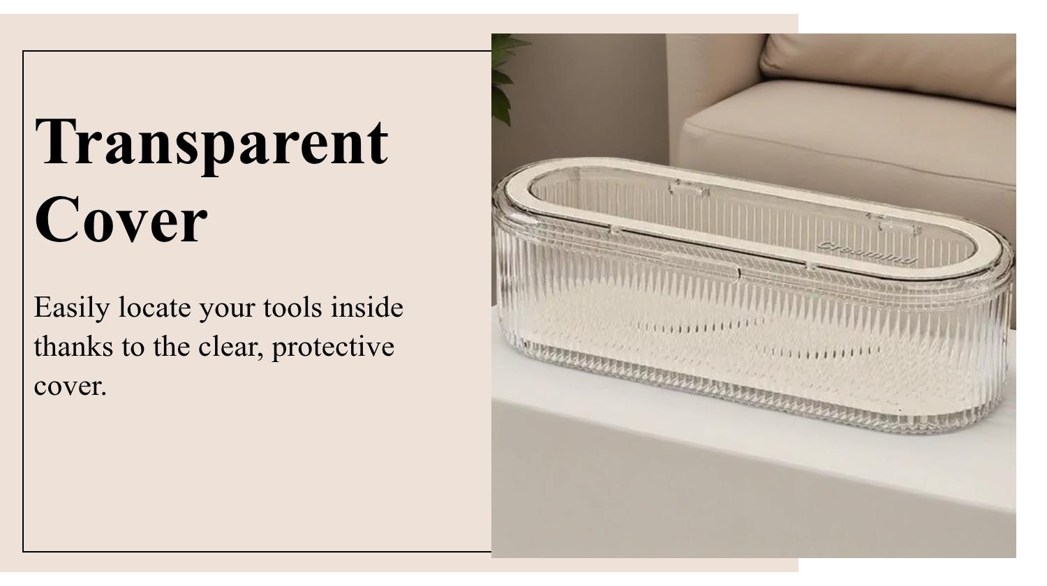 Transparent Covered Makeup Brush Storage Box, Dustproof High-End Vanity Organizer, Large Capacity Powder Puff Beauty Box