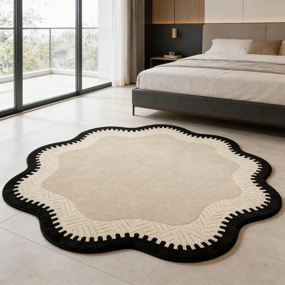 Irregular Wave Edge Carpet for Living Room Bedroom, Creative Luxury Fashion Art Washable Plush Rug, Home Decor for Sofa Bed Coffee Table