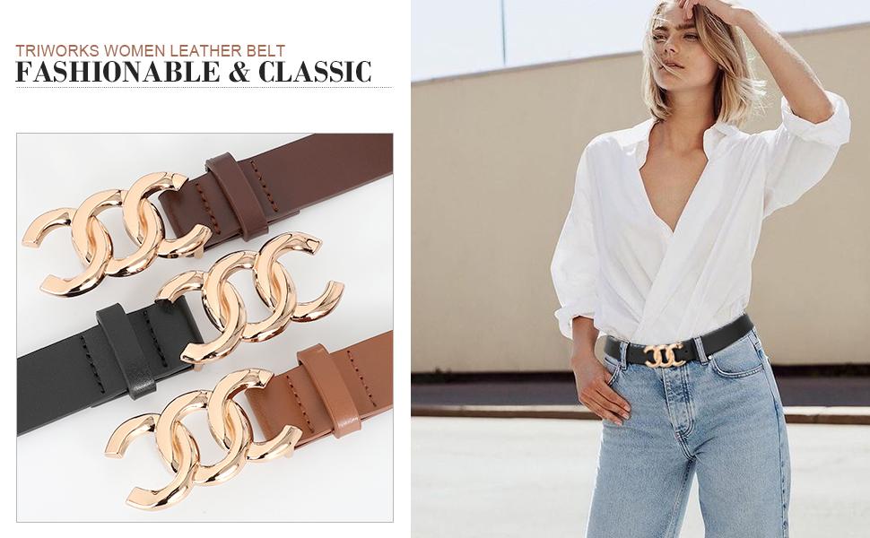 JASGOOD 3 Pack Women's Belts for Jeans Pants Fashion Waist Belts for Ladies Leather Belts