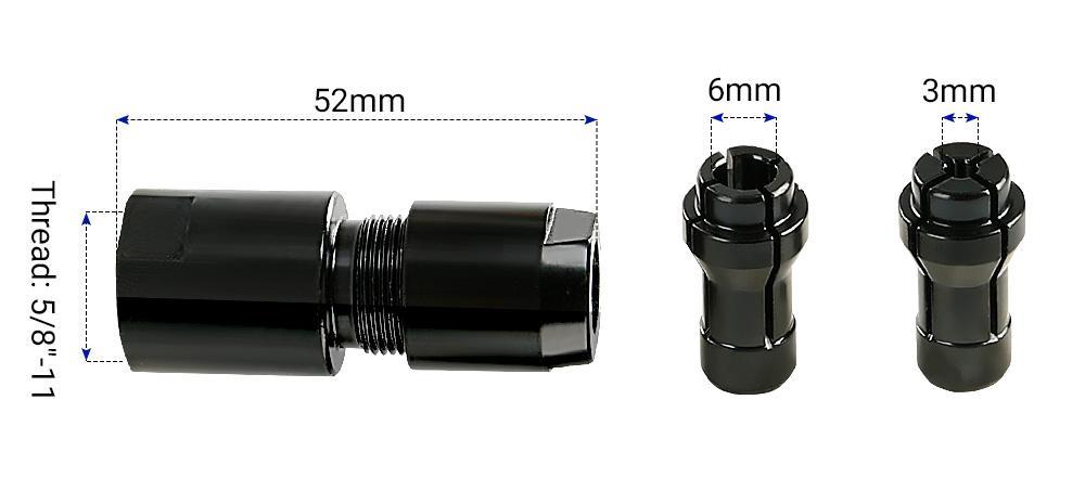 LOZLIN 3MM & 6MM (1/8" & 1/4") Angle Grinder to Straight Grinder Adapter - 5/8-11 Thread Converter for DeWalt/Makita - Accessories for Rotary Bits Power Tools Hardware