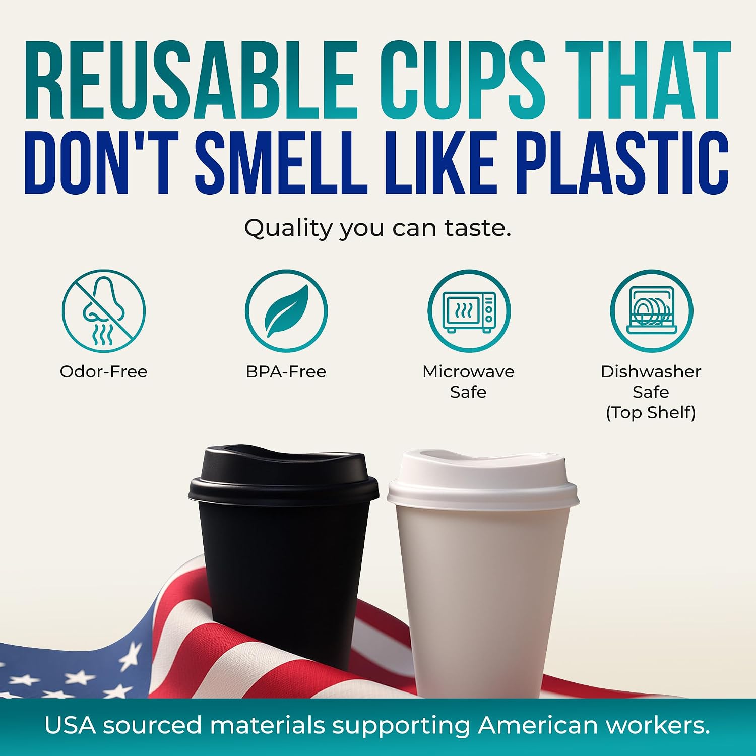 Made 16 oz  Coffee Cups with  2 Pk, To Go Travel Cups, Hot or Cold Drinks, Dishwasher and Microwave Safe,