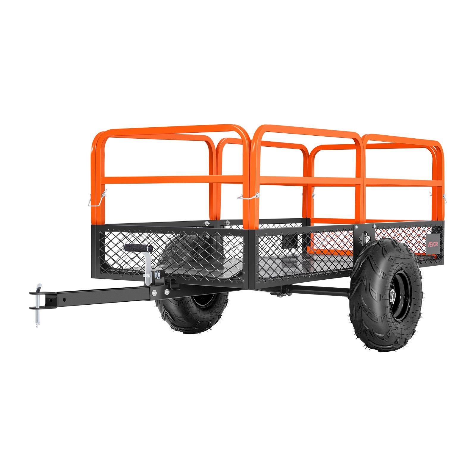 VEVOR Garden Utility Trailer, 22 Cu.Ft. & 1600lbs, ATV UTV Trailer, Tow Behind Steel Dump Trailers, Removable Rear Panel, Heavy Duty Pull Behind Yard Trailers for Lawn Mower Tractor Garden Waste