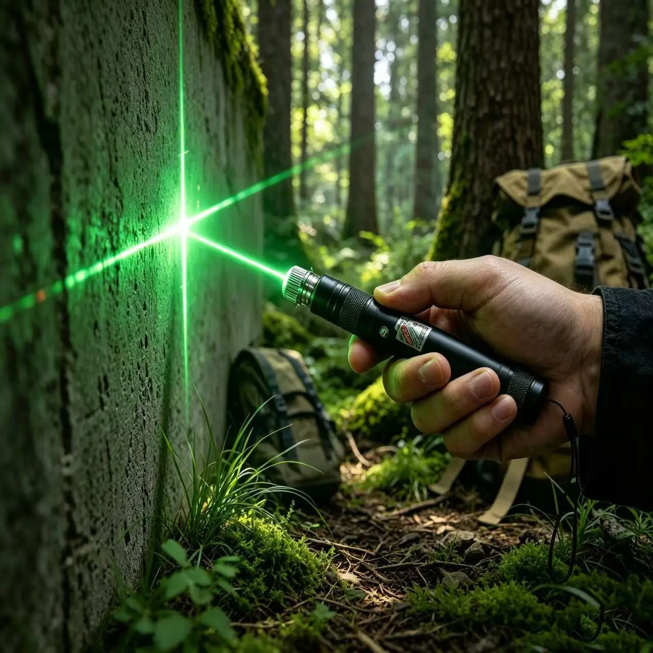Crosshair Laser Pointer, High Precision Outdoor Explorer, 2200m Range, Metal Grip, Adjustable Focus, Durable, Multi-Use Tool