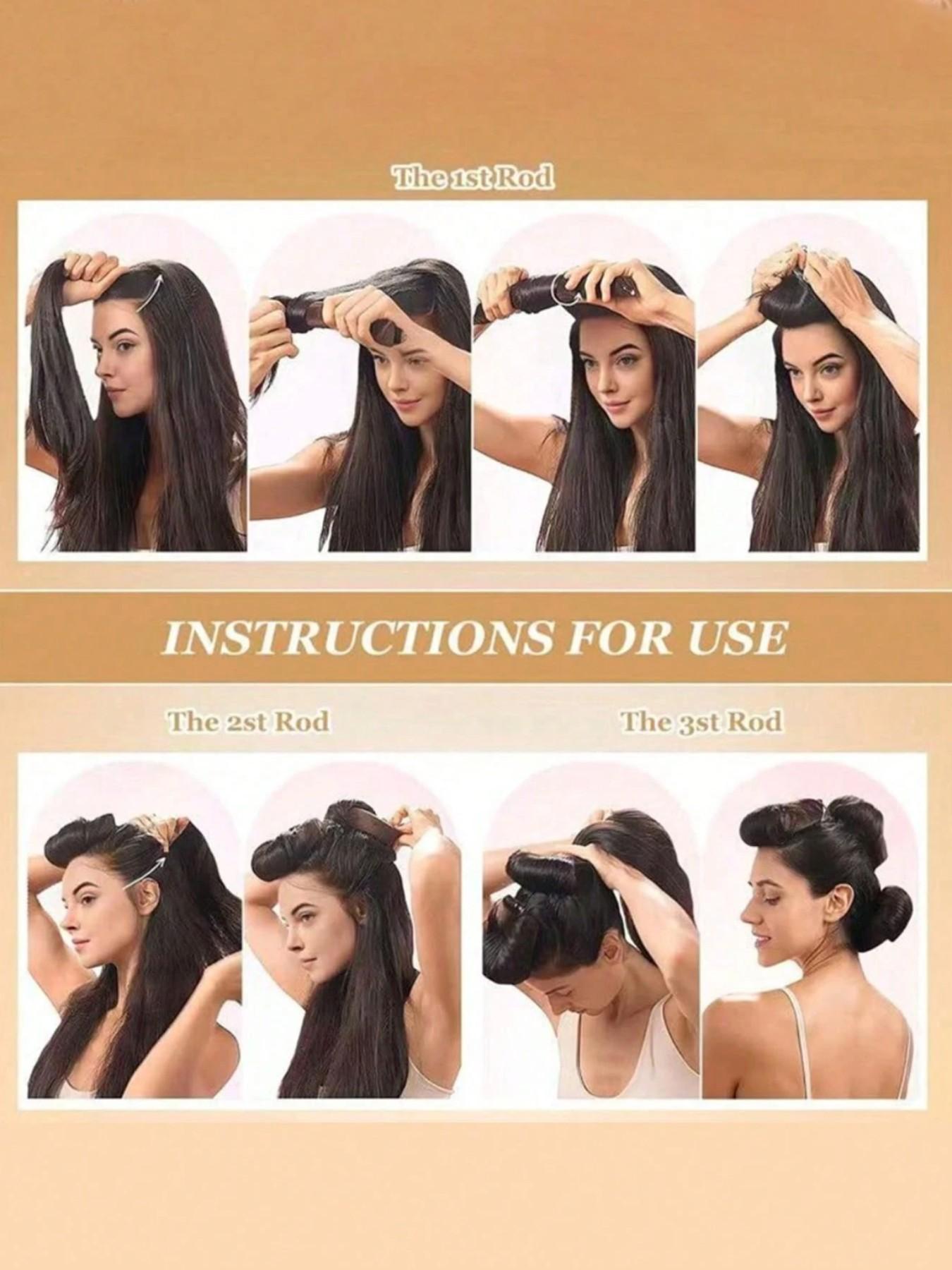 3 Pcs Hair Rollers Set, Satin Heatless Curling Kit, High Resilience Rubber, Soft & Durable, Perfect for Sleeping, Home Use