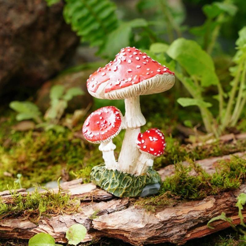 3-Piece Resin Mushroom Decoration for Desktop Gardens, Perfect for Micro Landscapes and Potted Plant Designs, Adds Fun Home Décor Charm