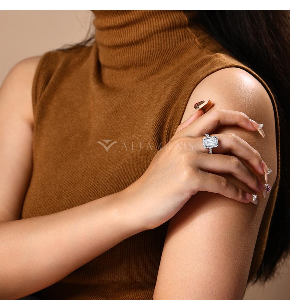 12*8mm D VVS1 Color Synthetic Moissanite Ring for Women Engagement Wedding Party Fine Jewelry Gift R176