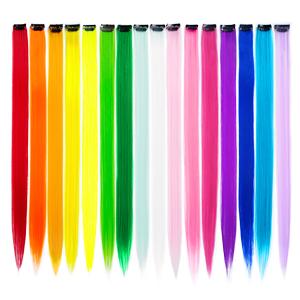 Colored Clip-In Hair Extensions, 32-Pack 20In Straight Synthetic Hairpieces for Rainbow Party Highlights Colored Clip-In Hair Extensions, 32-Pack 20In Straight Synthetic Hairpieces for Rainbow Party Highlights