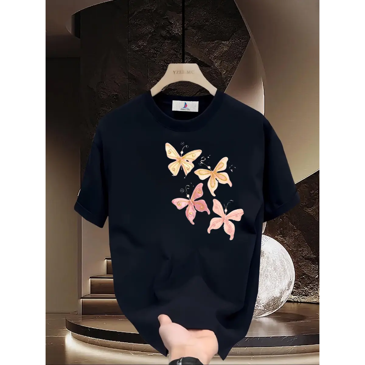 Women Unisex Tshirt Butterfly Graphic Tee Floral Y2k Gothic  Emo Amity Affliction Style Streetwear Gift Top