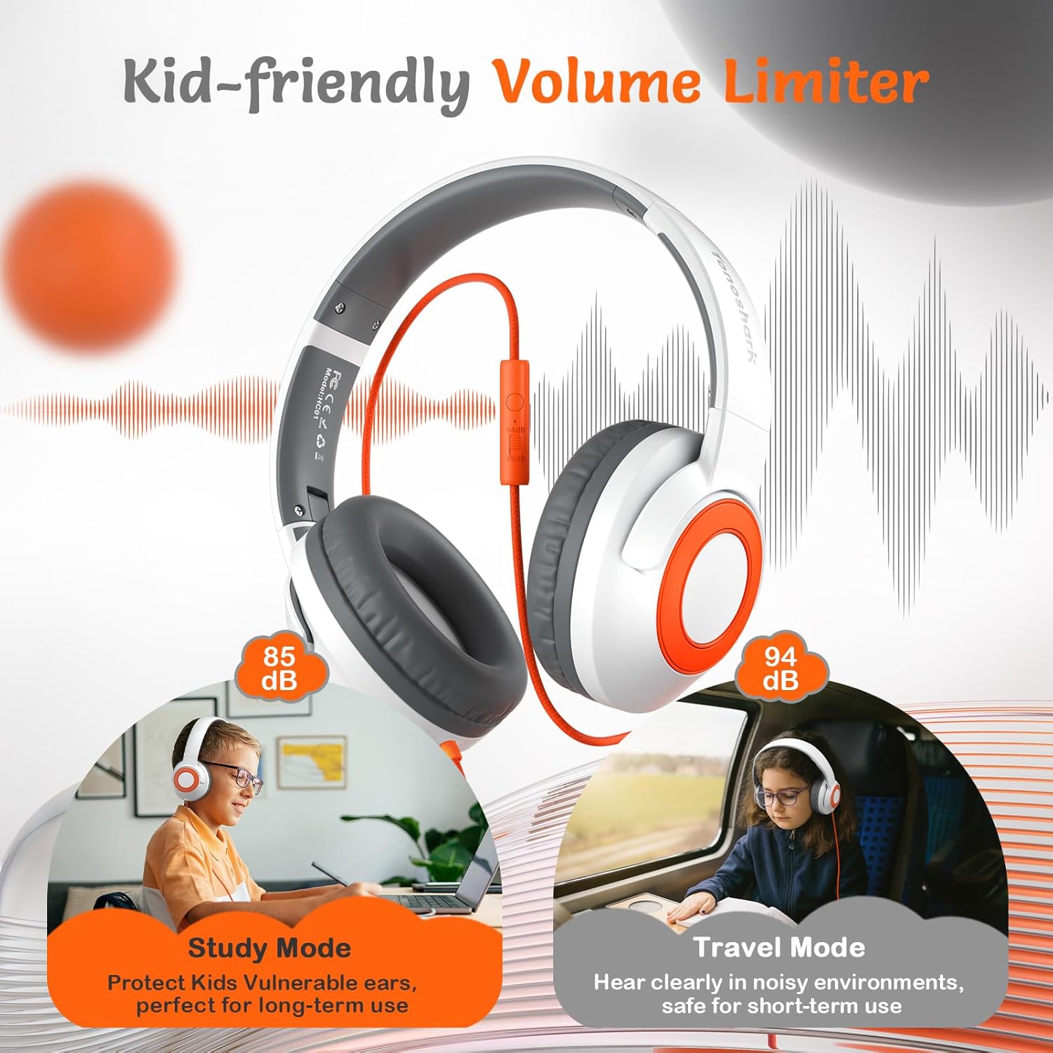 Wired Headphones with Microphone, Volume Limited to 85/94dB, Foldable 3.5mm Jack Headset for Girls, Over-Ear Headphones for School, Study & Travel, Includes Carry Case(White) Wired Headphones with Microphone, Volume Limited to 85/94dB, Foldable 3.5mm Jack Headset for Girls, Over-Ear Headphones for School, Study & Travel, Includes Carry Case(White)