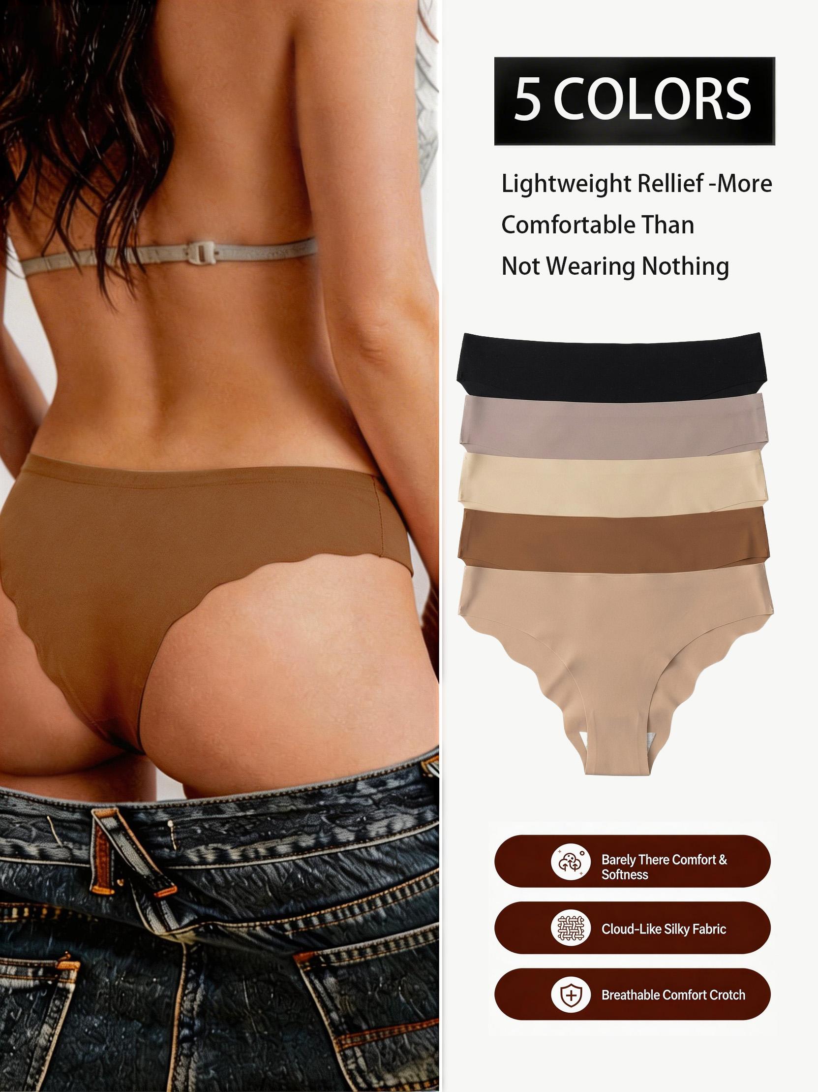 5 Pack Women Laser Cut No Show Panties Ice Silk Low Rise Comfortable Invisible Seamless Underwear