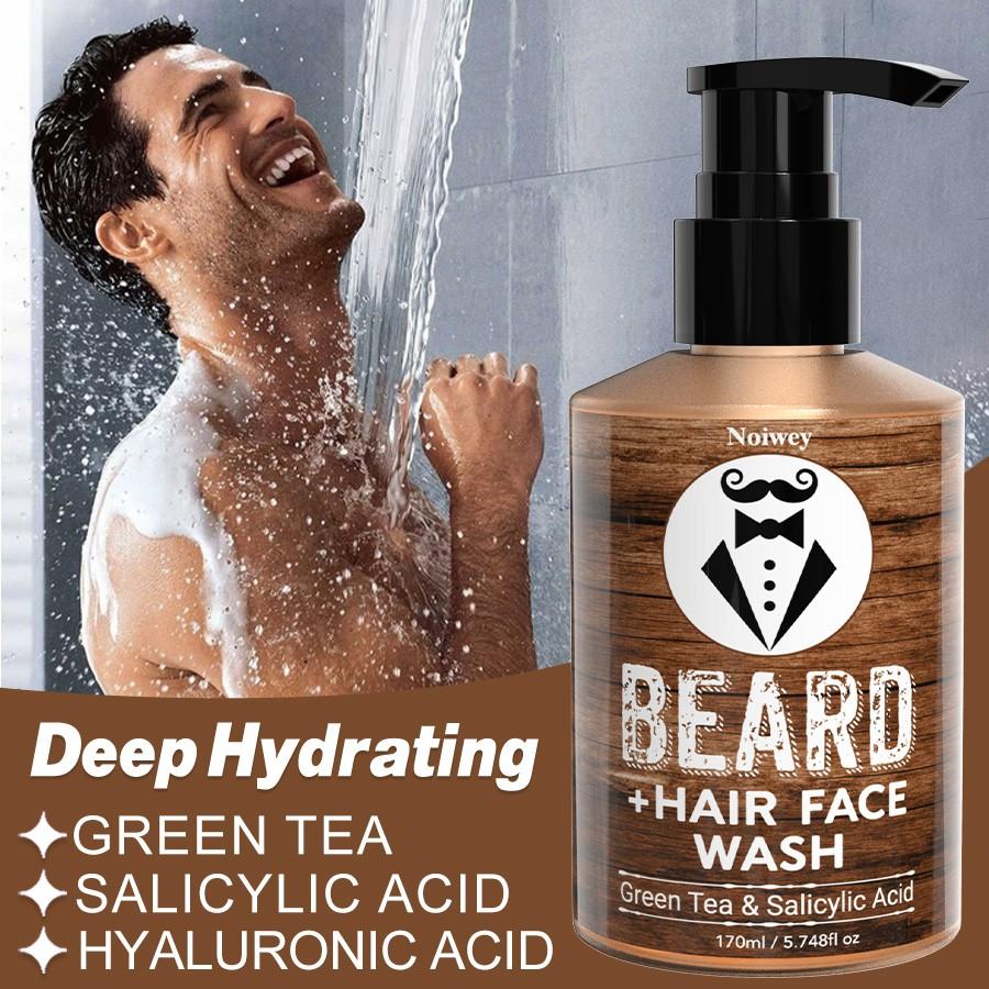 170ml Beard 3 in 1 for Hydration And Care, Featuring Green Tea & Salicylic Acid, Beard Hair face wash, And Beard Cleaning MILK, Designed for Gentle, Mild Cleansing And Moisturizing, Ideal for Maintaining Men'S Beards cleansing,The best choice for gifts