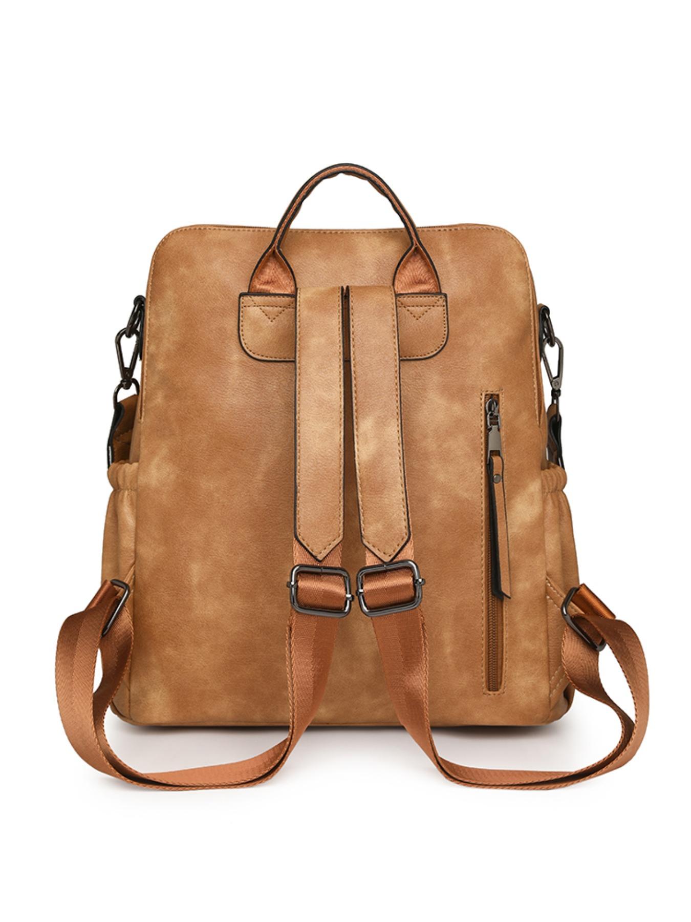 Two-Piece Backpack, Large Capacity Commuter Laptop Bag, Durable PU Material, Multi-Compartment Design, Ideal for Work, Travel, Shopping