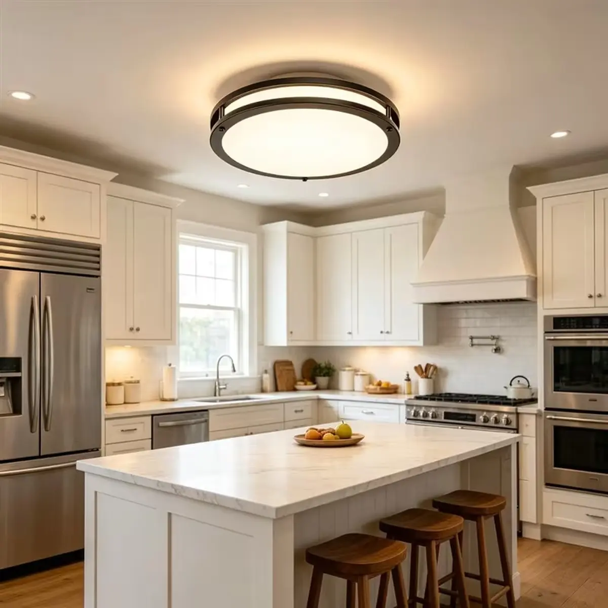 13-Inch LED Flush Mount Ceiling Light, 36W Dimmable Double Layer Round Ceiling Light Fixture, 5 CCT 2700K/3000K/4000K/5000K/6000K, Modern Ceiling Lamp for Bedroom, Kitchen, Hallway & Living Room, Black/Nickel