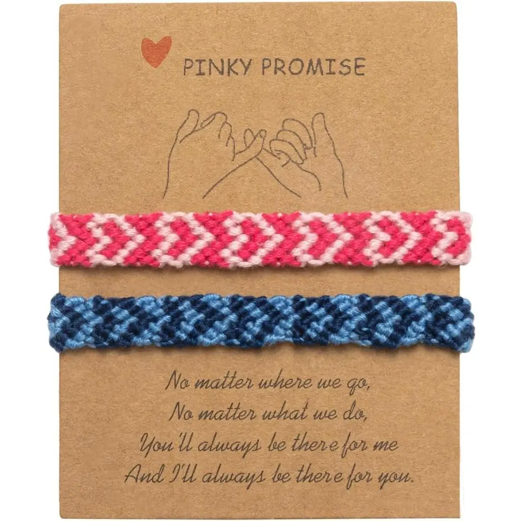 Pink Heart Friendship Bracelets Pinky Promise Matching Bracelets for Best Friends Couples Family Long Distance Valentine's Day Gift for Women(Gift)