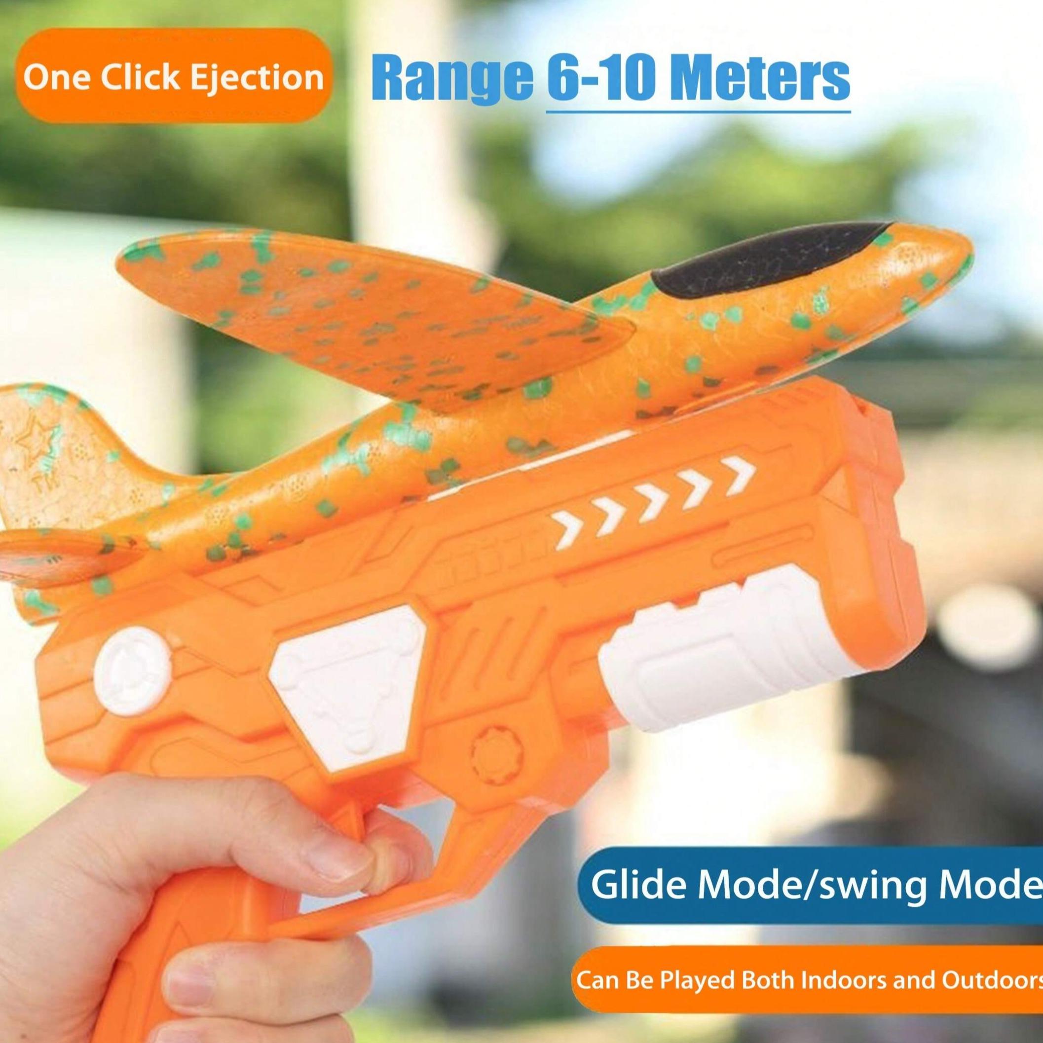 Durable Foam Plane Flying Toy Set - 1-Touch Launch Glider Model Aircraft, Unisex Toy for Kids Ages 3-9, Outdoor Play, Parent-Child Interactive Game, Holiday Gift, One-Touch Launch