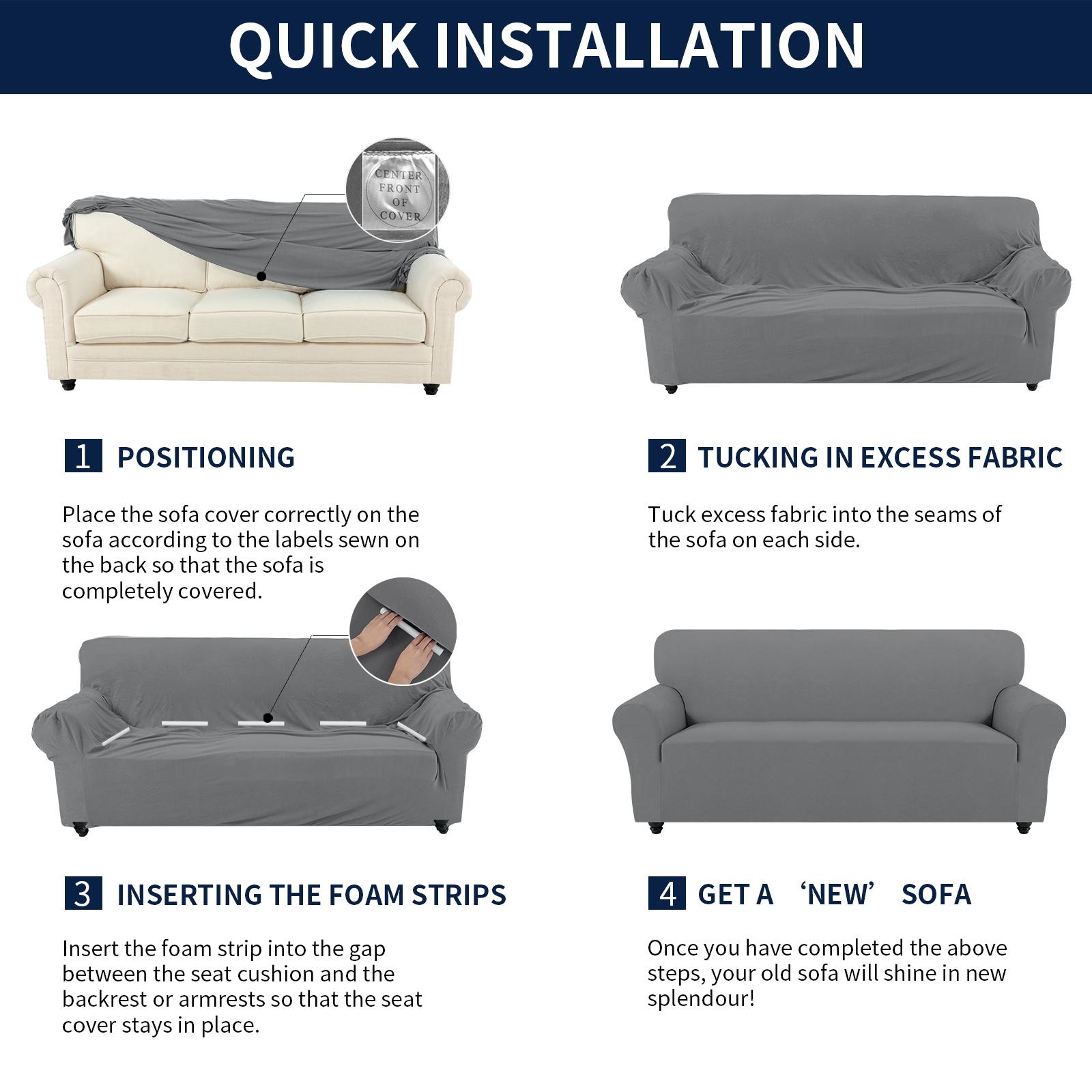 PureFit Dual Waterproof Couch Cover Slipcovers for Couch, Stretch Non Slip Fleece Sofa Covers Washable, Leakproof Furniture Protector for Kids, Pets, Dog