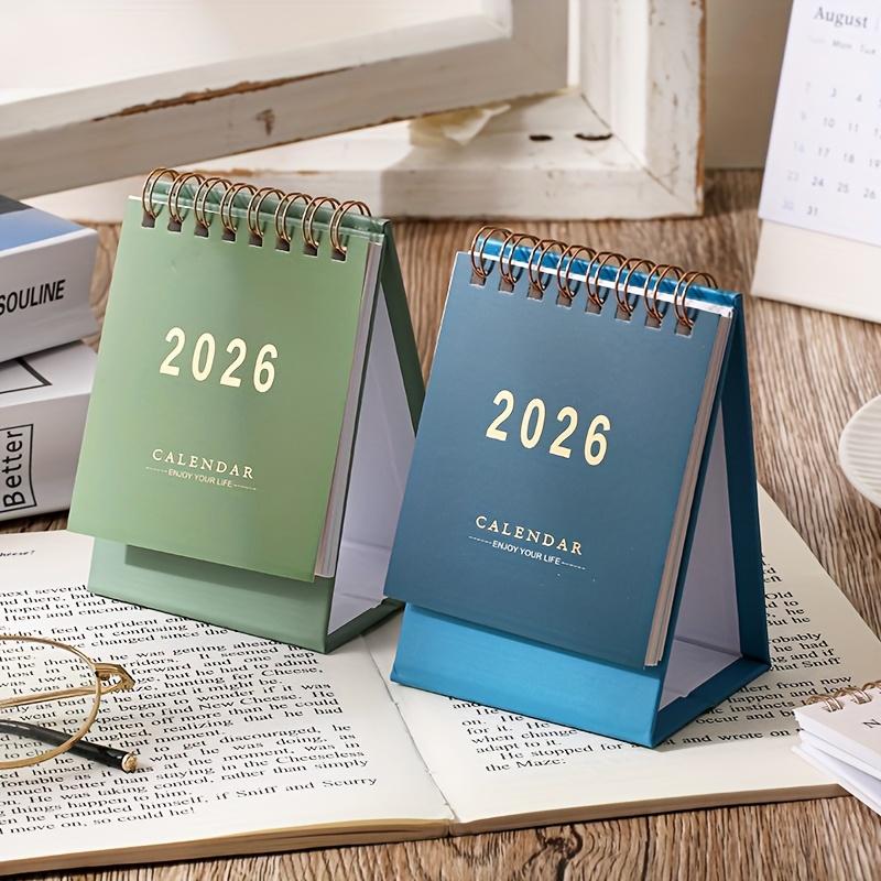 2026 Mini Desk Calendar, Monthly & Weekly Planner, Thick 250g Paper, Twin Wire Binding, Multiple Colors Available, Home Office Organizer, Office Stationery Supplies