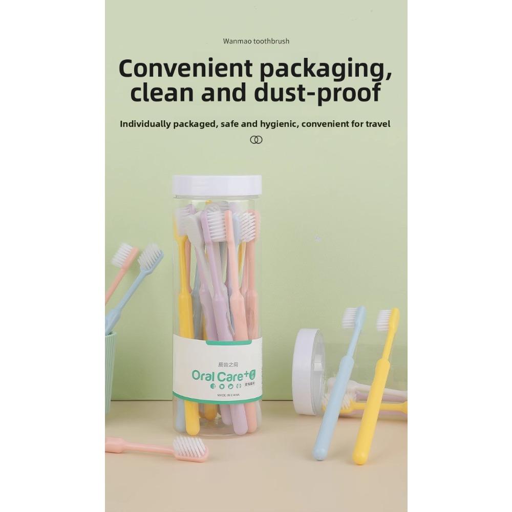 20-piece Toothbrush Set with Soft Bristles, Adult Family Pack in Bucket, Tongue Cleaner, Disposable Fine Soft Bristle Toothbrush, New Model