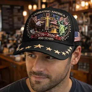 Unisex 1PC/5PCS Vintage Dad Caps - American Heritage Hats, US Pride Breathable Caps, 1776-2026 US 250th Anniversary Patriotic Flag & Cross Motifs, Adult Sports & Outdoor Leisure Gifts
