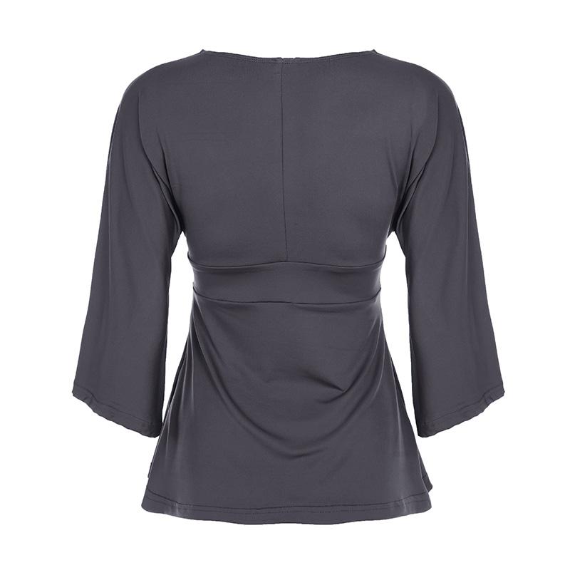 Women's V Neck Patchwork Ruched Batwing Sleeve a Line Loose Fit Fall Winter Y2K Casual Basic Tee, Comfortable Long Sleeve Top Women's V Neck Patchwork Ruched Batwing Sleeve a Line Loose Fit Fall Winter Y2K Casual Basic Tee, Comfortable Long Sleeve Top