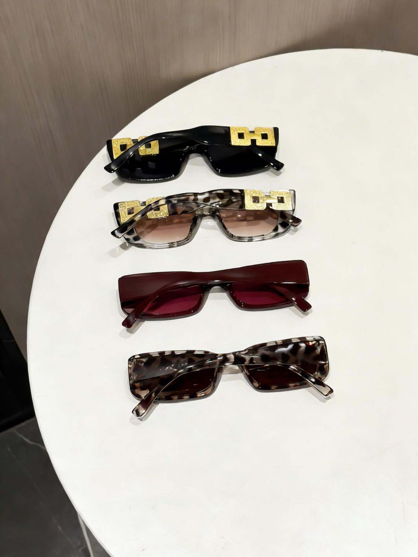 Elegant Women's Small Frame Sunglasses Set, Millennial Style, Perfect for Daily Outing and Vacation, 4 Pairs Included