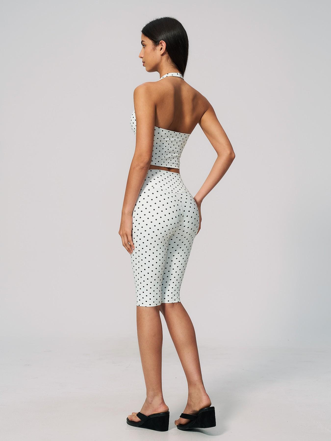 New Dot Pattern Yoga Set for Women, Polyester Ammonia Print Deep V High Elastic Fitness Sports Set, Cross-Border Latest Design, Athletic Yoga Set, High Stretch Activewear, Workout Sets