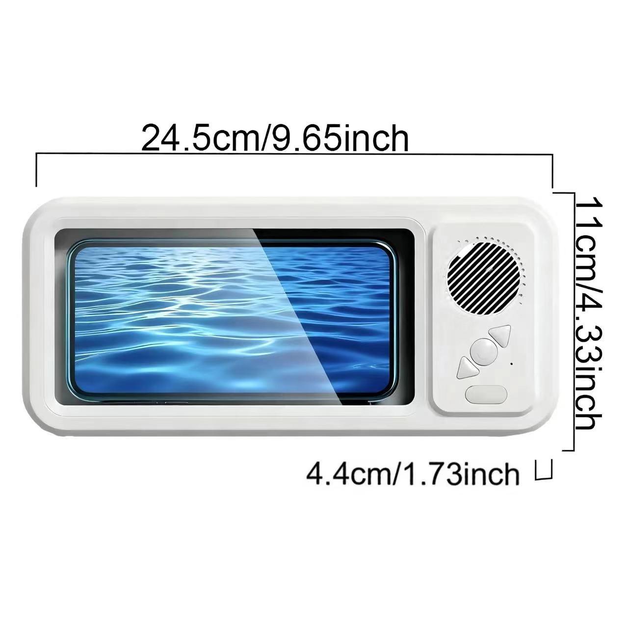 Waterproof Box Speaker, Bluetooth-compatible Speaker with Phone Stand, Ipx5 Waterproof, 360° Rotatable Touchscreen, Ideal for Kitchen, Bathroom, TV Stand