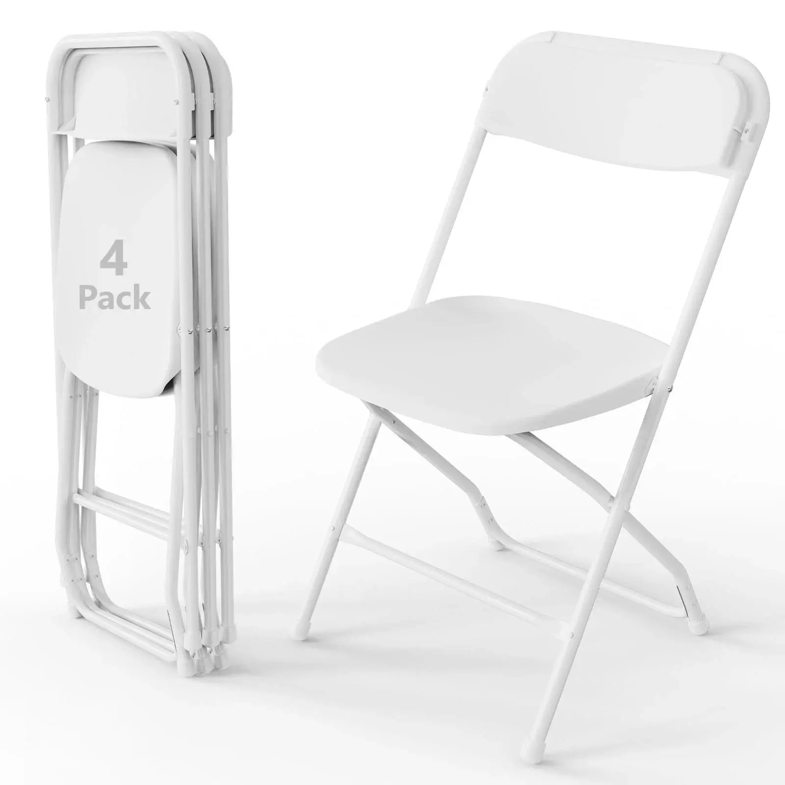 FurniEdge Plastic Folding Chairs with Backrest, Indoor Outdoor Portable Stackable Commercial Chairs with Non-slip Design, 350lbs Capacity, Indoor Outdoor for Events Wedding Party Office Dining
