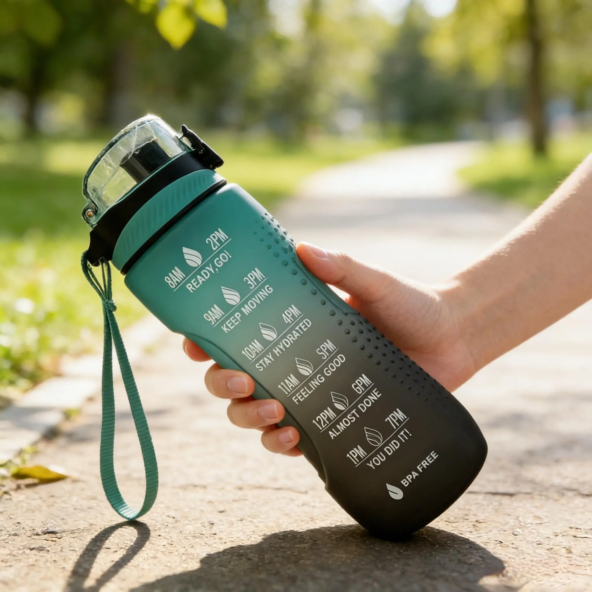 Large Capacity Matte Anti-Slip Gradient Sports Water Bottle 750ML, Time Marked Sport Cup, BPA Free, Ideal for Fitness, Outdoor, Picnic, Gift