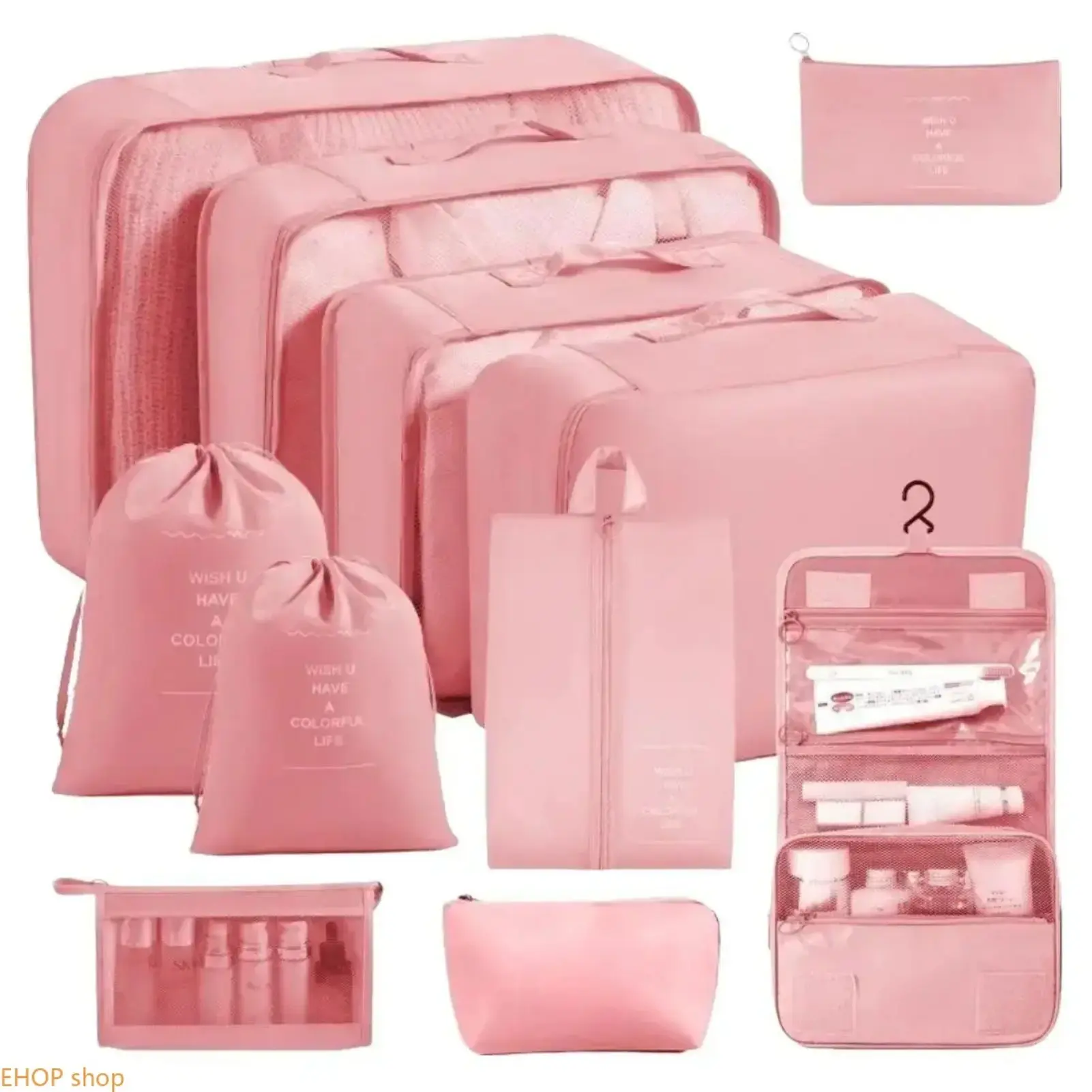 7PC Polyester Travel Packing Cube Set - Large Capacity Waterproof Luggage Organizer, Lightweight Compression Pouches with Pull Tab Zip & Zipper Closure for Clothes, Shoes, Toiletries, Ideal for Suitcase, Business Travel, Carry-On