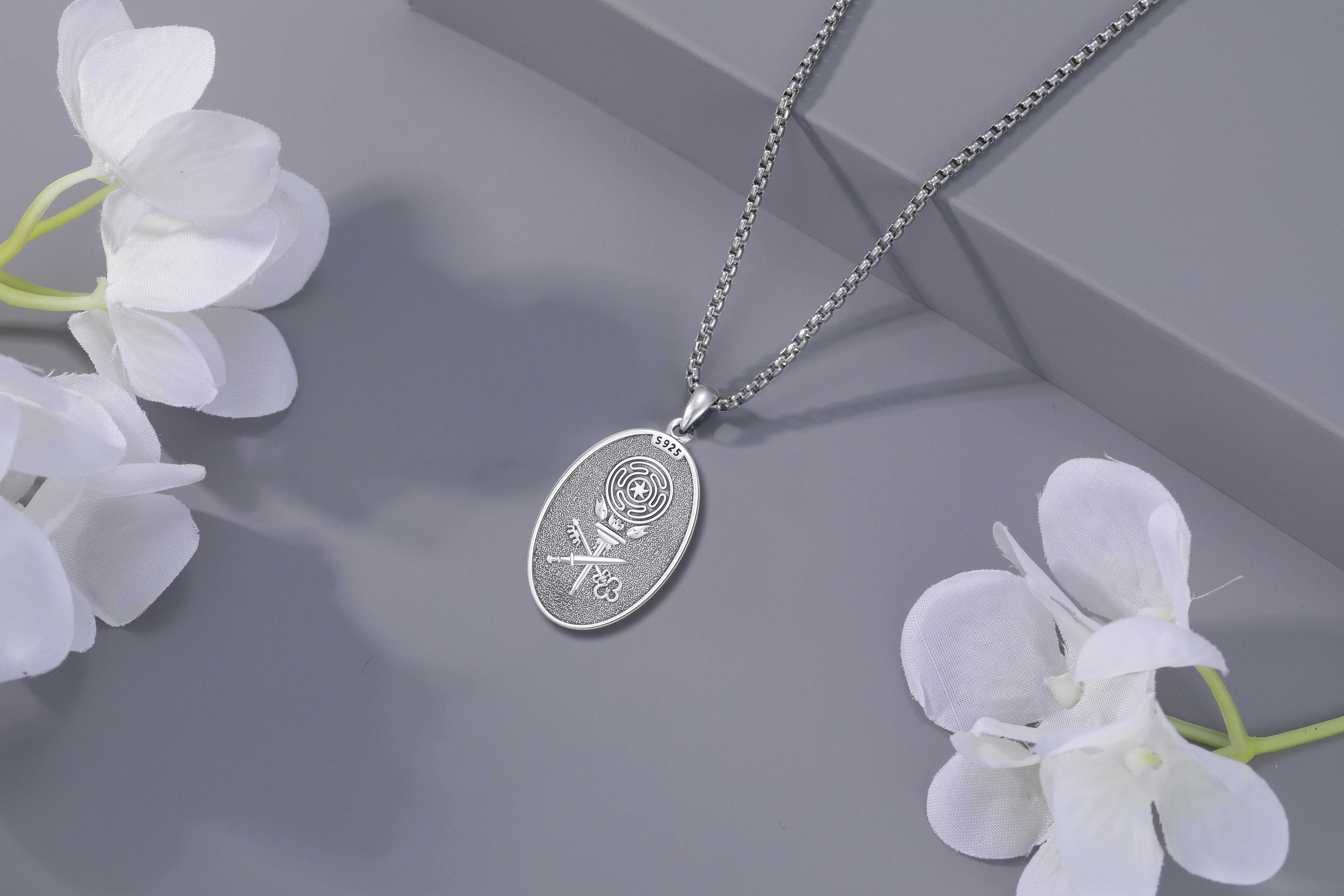 DRINSPER Hecate Necklace 925 Sterling Silver Goddess of Witches of Magic Feminism Jewelry for Women Hekate Pendant Necklace Ancient Greek Mythology Night of Hekate The Ancient Origins of the Goddess of Witchcraft and Moon Amulet Jewelry