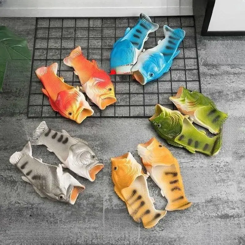 2026 New hot item Funny Slippers Man Footwear Family Shoes Parent-child Sandals Plus Size 24-47 Summer Beach Shoes Boys Unisex Fish Slippers