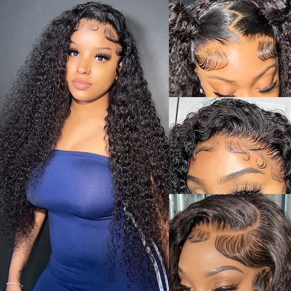 Bling Hair 32 Inch Kinky Curly Lace Front Wig Human Hair Pre Plucked with Baby Hair 13x4 Hd Lace Front Wigs for Women Natural Black Bling Hair 32 Inch Kinky Curly Lace Front Wig Human Hair Pre Plucked with Baby Hair 13x4 Hd Lace Front Wigs for Women Natural Black