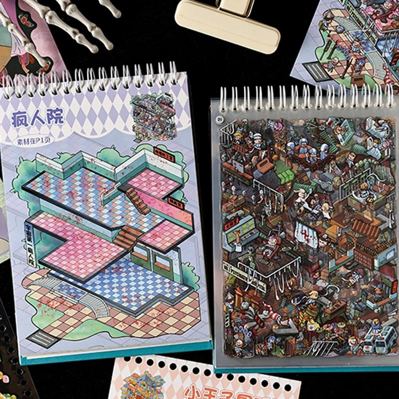 40 Sheets Simulation Life 2.0 Sticker Book Scene Building Stickers Miniature 3D Creative DIY Scrapbooking Hand Account Scrapbook Sticker Album