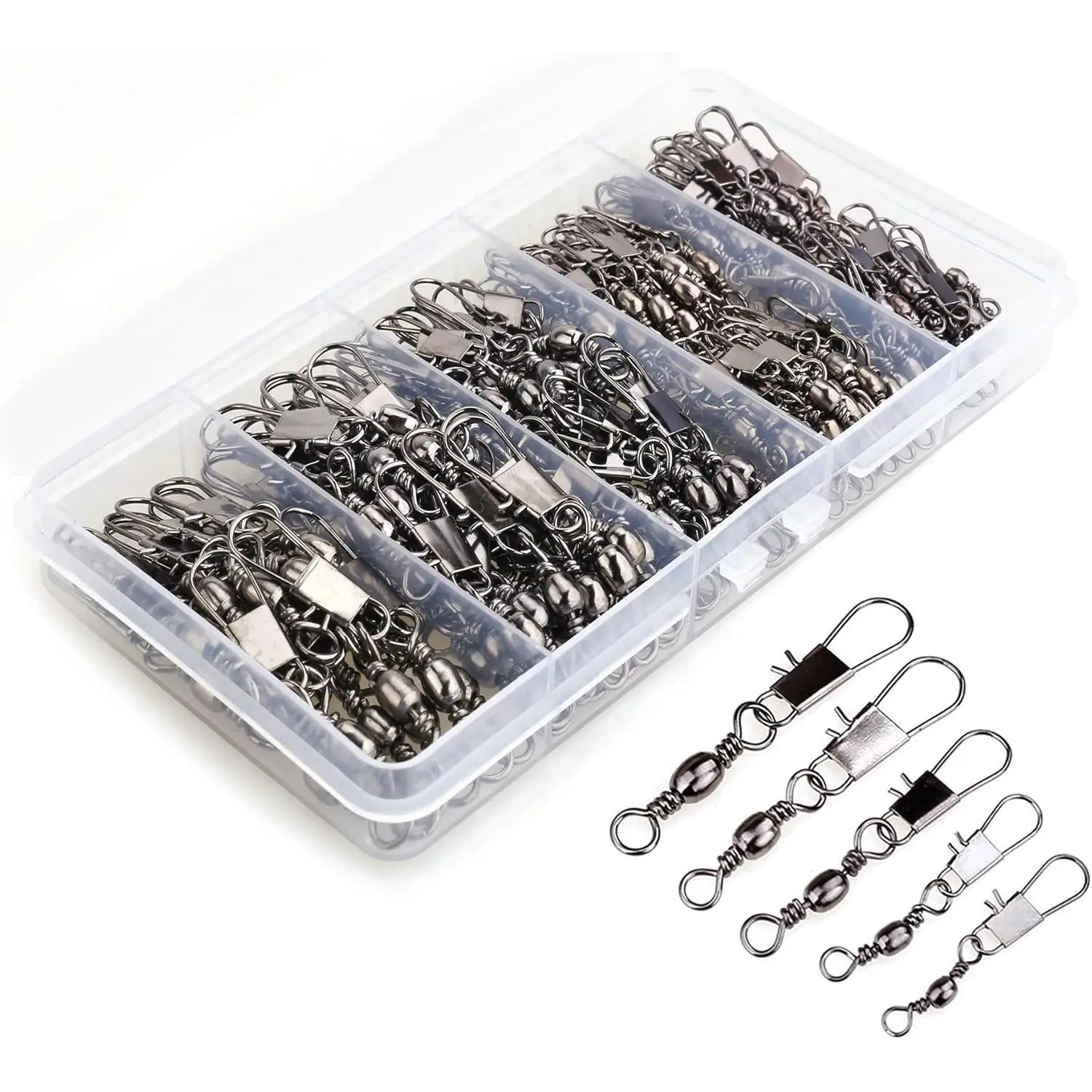 SportsMOBOREST Fishing Swivels Snap Swivels Barrel Swivels with Snaps| coastlock snap, secure lock, 360° rotation, anti line twist, quick lure swap, 5 sizes, saltwater & freshwater fishing tackle