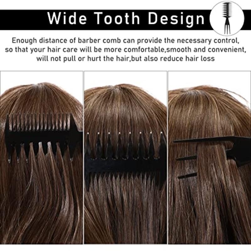 Men's Haircut Set 4-Piece Plastic Wide-Tooth Dual-Sided Tail Comb, Professional Afro Hair Care Vintage Styling Tools