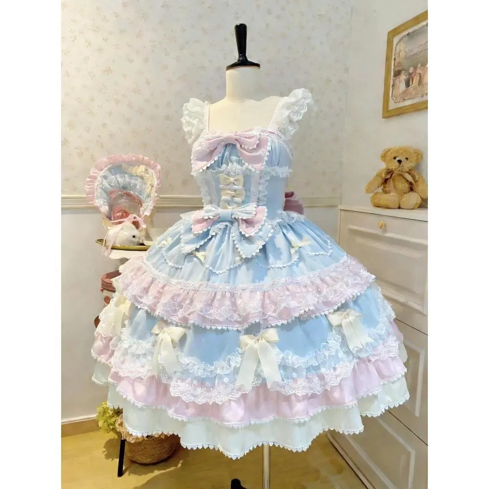 Japanese Cosplay Lolita 2 Piece Dress Sets Women Casual Y2k Capes + Sleeveless Mini Dress Evening Party Clothing Retro Outfists