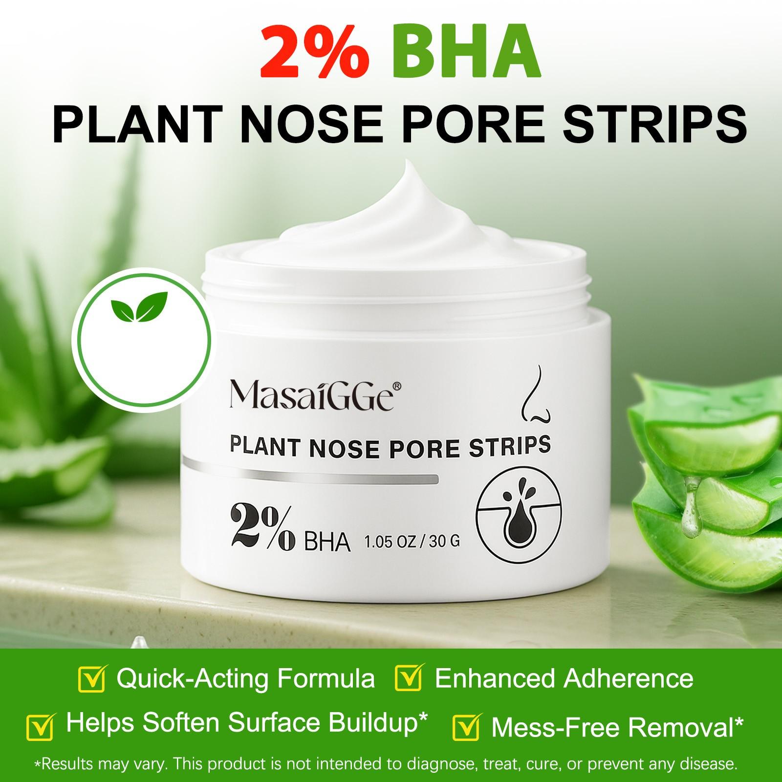 MasaiGGe Plant Nose Pore Strips,Nasal skin cleansing mask, deeply cleanses the skin, making the nose look cleaner. Suitable for all skin types.